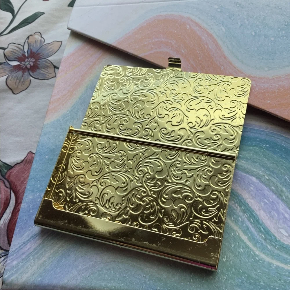 Accordion file holder with gold plated business card holder 2 pc office …